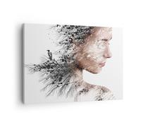 Cuadro Sobre Lienzo 70x50cm Cuadros Pared Mujer Doble Exposición Wall Art Prints