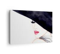Lienzos decorativos Mujer labios sombrero elegancia Cuadro Sobre Lienzo Moderno 70x50cm Cuadros Decoracion Salon Dormitorio Cocina Cuadros Pared Imágenes Wall Art Prints Decor Canvas AA70x50-2947