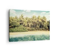 Cuadro Sobre Lienzo 70x50cm Cuadros Pared Naturaleza Playa Palmeras Wall Art