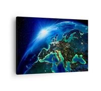 Cuadro Sobre Lienzo 70x50cm Cuadros Pared Noche espacio mundo vista Wall Art