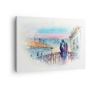 Cuadro Sobre Lienzo 70x50cm Cuadros Pared Pareja Amor Ciudad puente Wall Art
