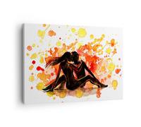 Cuadro Sobre Lienzo 70x50cm Cuadros Pared Pareja beso multi-color luna de miel