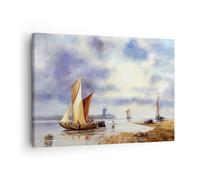 Cuadro Sobre Lienzo 70x50cm Cuadros Pared Pescador Barco Abanico Wall Art Prints