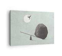 Cuadro Sobre Lienzo 70x50cm Cuadros Pared Piedra Palanca Física Wall Art Prints