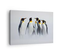 Cuadro Sobre Lienzo 70x50cm Cuadros Pared Pingüinos invierno nieve a pie Art