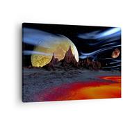 Cuadro Sobre Lienzo 70x50cm Cuadros Pared Planeta luna universo Wall Art Prints