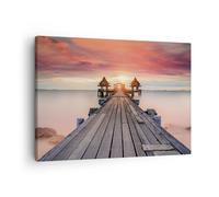 Cuadro Sobre Lienzo 70x50cm Cuadros Pared Puente Madera Paseo Wall Art Prints