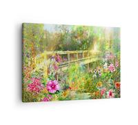 ARTTOR Lienzos decorativos Puente parque flor primavera Cuadro Sobre Lienzo Moderno 70x50cm Cuadros Decoracion Salon Dormitorio Cocina Cuadros Pared Imágenes Wall Art Prints Decor Canvas AA70x50-2906