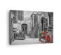 Cuadro Sobre Lienzo 70x50cm Cuadros Pared rojo bicicleta avenida Wall Art Prints