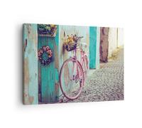 Cuadro Sobre Lienzo 70x50cm Cuadros Pared Rosa Bicicleta Vintage Wall Art Prints