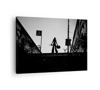 Cuadro Sobre Lienzo 70x50cm Cuadros Pared Sombra Fotografía Escaleras Wall Art