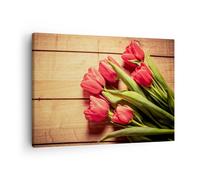 Cuadro Sobre Lienzo 70x50cm Cuadros Pared Tulipanes Ramo verano jardín Wall Art