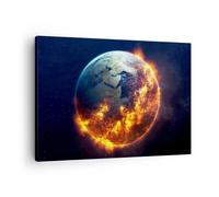 Cuadro Sobre Lienzo 70x50cm Cuadros Pared Universo tierra fuego globo Wall Art