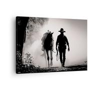 Cuadro Sobre Lienzo 70x50cm Cuadros Pared vaquero caballo sombra Wall Art Prints