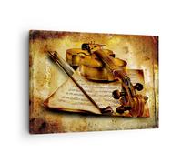 Cuadro Sobre Lienzo 70x50cm Cuadros Pared Violín instrumento notas Wall Art