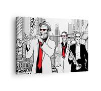 Cuadro sobre Lienzo 70x50cm Horizontal Arquitectura Blanco y Negro - 3565 | Jazz Música Músico Cuadro Decorativo Arte mural Decoración del Hogar Salón Dormitorio Cocina Oficina Cuadros de Pared Estilo