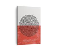 Cuadro Sobre Lienzo 80x120cm Cuadros Abstracción Blanco-Rojo Círculos Wall Art