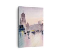 Cuadro Sobre Lienzo 80x120cm Cuadros Acuarela Ciudad Monumentos Históricos Art