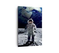 Cuadro Sobre Lienzo 80x120cm Cuadros Astronauta Luna Tierra espacio Wall Art