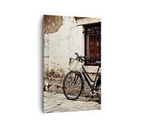 Cuadro Sobre Lienzo 80x120cm Cuadros Calle bicicleta ciudad ruinas Wall Art