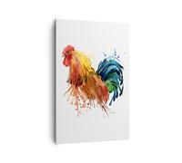Cuadro Sobre Lienzo 80x120cm Cuadros Gallo Ilustration Animal colores Wall Art