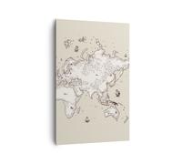 Cuadro Sobre Lienzo 80x120cm Cuadros Mapa Mundo clásico continentes Wall Art