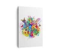 Cuadro Sobre Lienzo 80x120cm Cuadros Mariposa color flor composición Wall Art