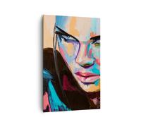Cuadro Sobre Lienzo 80x120cm Cuadros Mujer emociones cara multicolor Wall Art