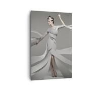 Cuadro Sobre Lienzo 80x120cm Cuadros Mujer modelo rayas las emociones Wall Art