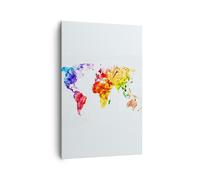 Cuadro Sobre Lienzo 80x120cm Cuadros Mundo mapa colorido continentes Wall Art