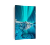 Cuadro Sobre Lienzo 80x120cm Cuadros Pared Amanecer Polar Montañas Wall Art