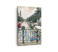 Cuadro Sobre Lienzo 80x120cm Cuadros Pared Ámsterdam Bicicletas Puente Wall Art