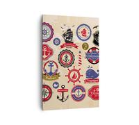 Cuadro Sobre Lienzo 80x120cm Cuadros Pared Ancla bandera insignia barco Wall Art