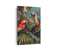 Cuadros Decoracion Salon Ara Loros Palmeras Lienzos decorativos 80x120cm Cuadro Sobre Lienzo Moderno Vertical Dormitorio Cocina Cuadros Pared Imágenes Wall Art Prints Decor Grande PA80x120-4780