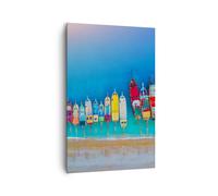 Cuadro Sobre Lienzo 80x120cm Cuadros Pared Barco Playa Perspectiva Wall Art