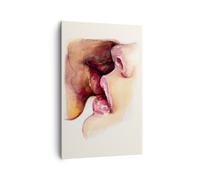 Cuadro Sobre Lienzo 80x120cm Cuadros Pared Beso Boca Pareja Wall Art Prints