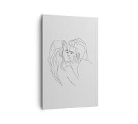 Cuadro Sobre Lienzo 80x120cm Cuadros Pared Beso Pareja Bosquejo Wall Art Prints