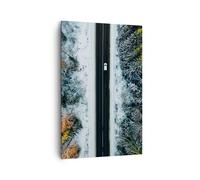 Cuadro Sobre Lienzo 80x120cm Cuadros Pared Bosque Camino Nieve Wall Art Prints