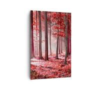 Cuadros Decoracion Salon bosque rojo árboles Lienzos decorativos 80x120cm Cuadro Sobre Lienzo Moderno Vertical Dormitorio Cocina Cuadros Pared Imágenes Wall Art Prints Decor Grande PA80x120-4944