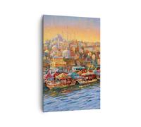 Cuadro Sobre Lienzo 80x120cm Cuadros Pared Colores Ciudad Turquía Wall Art