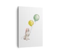 Cuadro Sobre Lienzo 80x120cm Cuadros Pared Conejito Globos Infantil Wall Art