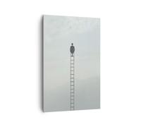 Cuadro Sobre Lienzo 80x120cm Cuadros Pared Escalera Cielo Símbolo Wall Art