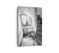 Cuadro Sobre Lienzo 80x120cm Cuadros Pared Escaleras Torre Eiffel Wall Art