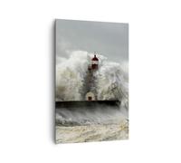 Cuadro Sobre Lienzo 80x120cm Cuadros Pared Faro océano tormenta Wall Art Prints