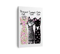 Cuadro Sobre Lienzo 80x120cm Cuadros Pared Gatos Flores animales Wall Art Prints