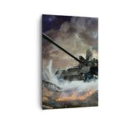 Cuadro Sobre Lienzo 80x120cm Cuadros Pared Guerra tanque avión batalla Wall Art