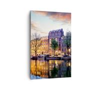Cuadro Sobre Lienzo 80x120cm Cuadros Pared Holanda canal Wall Art Prints Decor