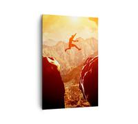 Cuadro Sobre Lienzo 80x120cm Cuadros Pared Hombre montaña libertad Wall Art