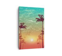 Cuadro Sobre Lienzo 80x120cm Cuadros Pared horizonte costa coco Cielo Wall Art