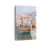 Cuadro Sobre Lienzo 80x120cm Cuadros Pared Isla Barcos Puerto Wall Art Prints